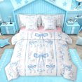 thumbnail image 1 of Homewish Cute Bow Tie 7-Piece Twin Bedding Sets,Kawaii Flower Floral Bedding Comforter Set,Blue White Sheet Sets For Girl Kids,Ultra Soft Home Decor Reversible, 1 of 8
