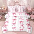 thumbnail image 1 of Homewish Cute Bow Tie 7-Piece Twin Bedding Sets,Ribbon Bowknot Bedding Comforter Set,White Pink Sheet Sets For Girl Kids,Ultra Soft Home Decor Reversible, 1 of 8