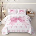 thumbnail image 1 of Homewish Cute Bowknot Twin Quilt Set For Girls,Pink Ribbon Twin Coverlet Set,2 Pieces, 1 of 7