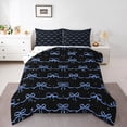 thumbnail image 1 of Homewish Cute Bowtie 3 Pieces Queen Comforter Set for Kids Children Girls,Black Blue Ultra Soft Bedding Sets,Dreamy Princess Bedding Comforter Set Breathable,Breathable Home Decor,Reversible, 1 of 8