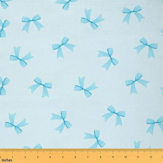 Homewish Cute Bowtie Fabric by the Yard 3 Yard,Princess Bow Knot Sewing Fabric,Dreamy Blue Room Decor Fabric by the Yard For Girls,Microfiber Bedroom Decor