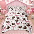 thumbnail image 1 of Homewish Cute Bowtie Ribbon Bedding Comforter Set,Rugby Football Game Twin Comforter Sets,Pink White Brown Bedding Set For Girl Kids,Ultra Soft Home Decor Reversible,2pcs, 1 of 8