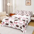 thumbnail image 1 of Homewish Cute Bowtie Ribbon Twin Sheet Sets,Rugby Football Game Twin Fitted Sheet,Pink White Brown Flat Sheet For Girl Kids,Ultra Soft Home Decor,3pcs, 1 of 7