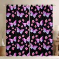thumbnail image 1 of Homewish Cute Butterfly Kid Black Out Curtains, Blossoms Flower Floral Curtains Pack of 2 (42x63 Each), Black Purple Cartoon Theme Bedroom Curtains, Living Room Curtains Decor, 1 of 7