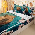 thumbnail image 1 of Homewish Cute Capybaras Zipper Full Size Comforter Sets with Fitted Sheet and 2 Pillowcases,Pink Cherry Blossoms Zipper Bedding Set for Boys Girls,4pcs,Reversible, 1 of 6