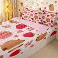 thumbnail image 1 of Homewish Cute Capybaras Zipper Twin Comforter Sets with Fitted Sheet and 2 Pillowcases,Pink Strawberry Flowers Zipper Bedding Set for Boys Girls,4-Piece,Pink Reversible, 1 of 6