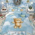 thumbnail image 1 of Homewish Cute Cartoon Bear Full Size Comforter Sets,Polka Dots Ballon Bedding Comforter Set,Blue Brown Bedding Sets For Boys Teens,Breathable Home Decor Reversible,3 Pieces, 1 of 8