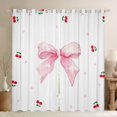 thumbnail image 1 of Homewish Cute Cartoon Bow Curtains Pack of 2 (42x84 Each),Cherry Loves Pattern Curtains Blackout,Pink White Bedroom Curtains For Kids,Breathable Home Decor, 1 of 6