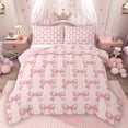thumbnail image 1 of Homewish Cute Cartoon Bow Knot Full Size Comforter Sets,Fairy Tale Theme Bedding Comforter Set,Princess Pink Bowtie Bedding Sets For Kids,Breathable Home Decor Reversible,3-Piece, 1 of 8