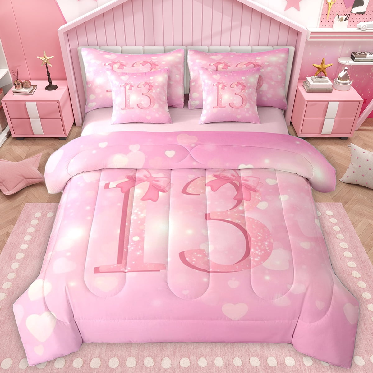Numbers Bedding Homewish Cute Cartoon Bowtie 7-Piece Bedding Comforter Set,Number 13 ...