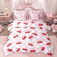 thumbnail image 1 of Homewish Cute Cartoon Bowtie 7-Piece Bedding Comforter Set,Sweet Berry King Bedding Sets,Pink Classic Checkered Bed Sheets For Girls Kids,Ultra Soft Home Decor Reversible, 1 of 8
