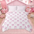 thumbnail image 1 of Homewish Cute Cartoon Bowtie Bedding Comforter Set,Kawaii Bow Twin Comforter Sets,White Pink Bedding Set For Girls,Microfiber Bedroom Decor Reversible,2-Piece, 1 of 9