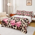 thumbnail image 1 of Homewish Cute Cartoon Bowtie Twin Sheet Sets,Cheetah Pattern Twin Fitted Sheet,Pink Brown Beige Flat Sheet For Girl Kids,Luxury Bedroom Decor,3 Pieces, 1 of 7