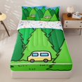 thumbnail image 1 of Homewish Cute Cartoon Camper Zipper Twin Comforter Sets with Fitted Sheet and 2 Pillowcases For Camping Lover,Nature Scenery Green Pine Tree Zipper Bedding Set,Reversible,4 Pieces, 1 of 7