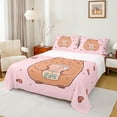 thumbnail image 1 of Homewish Cute Cartoon Capybara Full Size Sheets,Capybara Loves Bed Sheets,Pink Brown Sheet Sets For Girls Kids,Breathable Home Decor,4pcs, 1 of 7