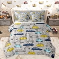 thumbnail image 1 of Homewish Cute Cartoon Car 7pcs Bedding Comforter Set,Toy Car Queen Bedding Sets,Blue Yellow Gray Queen Sheet Sets For Boys Kids,Ultra Soft Home Decor Reversible, 1 of 8