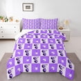 thumbnail image 1 of Homewish Cute Cartoon Cherry Full Size Comforter Sets,Purple White Bedding Comforter Set,Minimalist Checkered Bedding Sets For Girl Boys,Luxury Bedroom Decor Reversible,3pcs, 1 of 8