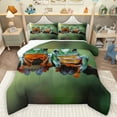 thumbnail image 1 of Homewish Cute Cartoon Frog Queen Comforter Set,Rustic Animal Bedding Sets,Green Orange Bedding Comforter Set For Boys Kids,Luxury Bedroom Decor Reversible,3-Piece, 1 of 8