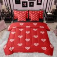 thumbnail image 1 of Homewish Cute Cartoon Loves 7-Piece Twin Bedding Sets,Kawaii Heart Print Bedding Comforter Set,Red White Sheet Sets For Girls,Microfiber Bedroom Decor Reversible, 1 of 8