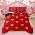 thumbnail image 1 of Homewish Cute Cartoon Loves Queen Comforter Set,Kawaii Heart Print Bedding Sets,Red White Bedding Comforter Set For Girls,Microfiber Bedroom Decor Reversible,3-Piece, 1 of 8