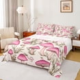 thumbnail image 1 of Homewish Cute Cartoon Mushroom Full Size Sheets,Rustic Floral Flower Bed Sheets,Pink Beige Sheet Sets For Girl Teens,Microfiber Bedroom Decor,4-Piece, 1 of 7