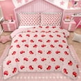 thumbnail image 1 of Homewish Cute Cartoon Mushroom Queen Comforter Set,Kawaii Loves Pattern Bedding Sets,Pink Red Bedding Comforter Set For Girls Kids,Super Cozy Room Decor Reversible,3-Piece, 1 of 8