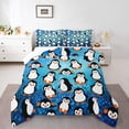 thumbnail image 1 of Homewish Cute Cartoon Penguin Queen Comforter Set,Antarctic Wild Animal Bedding Sets,White Blue Black Bedding Comforter Set For Boys Hgirls,Breathable Home Decor,3pcs, 1 of 8
