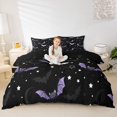 thumbnail image 1 of Homewish Cute Cartoon Purple Bat Bedding for Kids, Mystic Sky Star Moon Duvet Cover Full, Black Reversible, 3 Pieces, 1 Duvet Cover and 2 Pillowcases, 1 of 6