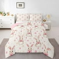 thumbnail image 1 of Homewish Cute Cartoon Rabbit Bedding Comforter Set,Kawaii Bow Bowknot Twin Comforter Sets,Pink Beige Bedding Set For Girls Kids,Super Cozy Room Decor Reversible,2-Piece, 1 of 8