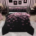 thumbnail image 1 of Homewish Cute Cartoon Sakura Bedding Comforter Set,Japanese Cherry Blossom Twin Comforter Sets,Pink Black Bedding Set For Girl,Breathable Home Decor Reversible,2 Pieces, 1 of 8