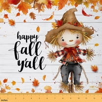 Homewish Cute Cartoon Scarecrow Fabric by the Yard 1 Yard for Teen, Happy Fall Yall Room Decor Fabric by the Yard, Rustic Lodge Cabin Sewing Fabric, Microfiber Bedroom Decor