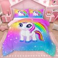 thumbnail image 1 of Homewish Cute Cartoon Unicorn Bedding Comforter Set,Colorful Rainbow Twin Comforter Sets,Starry Night Bedding Set For Girls Kids,Microfiber Bedroom Decor Reversible,2 Pieces, 1 of 8