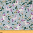 thumbnail image 1 of Homewish Cute Cartoon Unicorn Fabric by the Yard 2 Yard,Retro Rtustic Flower Room Decor Fabric by the Yard,Magic Animal Fabric for Sewing For Girls Teens,Microfiber Bedroom Decor, 1 of 6