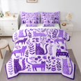 thumbnail image 1 of Homewish Cute Cat Animal 7pcs Queen Bedding,Purple Flowers Plants Bedding Comforter Set Queen,Reversible, 1 of 8