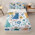 thumbnail image 1 of Homewish Cute Cat Animal Zipper Twin Comforter Sets with Fitted Sheet and 2 Pillowcases for Kids, Flower Leaf Plant Zipper Bedding Set, Polka Dots Reversible, 4pcs, 1 of 6