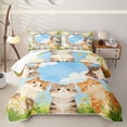 thumbnail image 1 of Homewish Cute Cats Animal Twin Quilt Set,Cartoon Pet Themed Twin Coverlet Set,Green Blue,2-Piece, 1 of 7