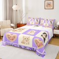 thumbnail image 1 of Homewish Cute Cats Grid Bed Sheets,Kawaii Animal Full Size Sheets,Purple,4pcs,1 Flat Sheet, 1 Fitted Sheet and 2 Pillowcases, 1 of 6