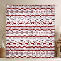 Homewish Cute Christmas Reindeer Black Out Curtains,Merry Xmas Curtains Pack of 2 (42x63 Each),White Red Bedroom Curtains For Girls Teens,Microfiber Bedroom Decor
