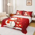 thumbnail image 1 of Homewish Cute Christmas Snowman Twin Sheet Sets,Chic Xmas Tree Twin Fitted Sheet,Red White Gold Flat Sheet For Girls Teens,Ultra Soft Home Decor,3 Pieces, 1 of 7