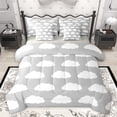 thumbnail image 1 of Homewish Cute Cloud Twin Bedding Sets 7-Piece for Kids Children Teens,Cartoon Kawaii Bedding Comforter Set Microfiber,Grey White Breathable Sheet Sets,Super Cozy Room Decor,Reversible, 1 of 8