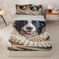 thumbnail image 1 of Homewish Cute Collie Dog Zipper Twin Comforter Sets with Fitted Sheet and 2 Pillowcases,Pet Lover Zipper Bedding Set,Cream,Light Gray Reversible,4pcs, 1 of 8