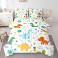 thumbnail image 1 of Homewish Cute Colorful Dinosaur Twin Bedding Sets 7-Piece for Kids, Jungle Leaf Botanical Bedding Comforter Set, Kawaii Cartoon Animal Reversible Sheet Sets, Ultra Soft Bedroom Decor, 1 of 7