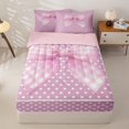 thumbnail image 1 of Homewish Cute Coquette Bow Zipper Twin Comforter Sets with Fitted Sheet and 2 Pillowcases,Pink Bows Cute Polka Dot Zipper Bedding Set For Girls Kids,Pink Reversible,4 Pieces, 1 of 7