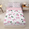 thumbnail image 1 of Homewish Cute Coquette Bowknot Zipper Twin Comforter Sets with Fitted Sheet and 2 Pillowcases,Pink Cute Flower Zipper Bedding Set For Kids,Pink Reversible,4-Piece, 1 of 7