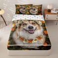 thumbnail image 1 of Homewish Cute Corgi Dog Zipper Queen Comforter Set with Fitted Sheet and 2 Pillowcases,Marigold Flower Zipper Bedding Set,Yellow Green,Polkadot Reversible,4pcs, 1 of 8