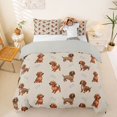 thumbnail image 1 of Homewish Cute Dachshund Animal Bedding,Dog Bone Duvet Cover Full,Brown,Light Gray Reversible,3-Piece,1 Duvet Cover and 2 Pillowcases, 1 of 6