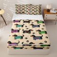 thumbnail image 1 of Homewish Cute Dachshund Animal Zipper Twin Comforter Sets with Fitted Sheet and 2 Pillowcases,Yellow Zipper Bedding Set,Reversible,4pcs, 1 of 8