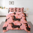 thumbnail image 1 of Homewish Cute Dachshund Dog Full Size Comforter Sets,Kawaii Love Pattern Bedding Comforter Set,Pink,Pink Reversible,3-Piece,1 Comforter and 2 Pillowcases, 1 of 7