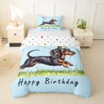 thumbnail image 1 of Homewish Cute Dachshund Dog Twin Duvet Cover,Happy Birthday Print Twin Bedding,Blue,Purple Balloon Decor,Polkadot Reversible,2 Pieces,1 Duvet Cover and 1 Pillowcase, 1 of 6