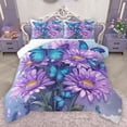thumbnail image 1 of Homewish Cute Daisy Butterfly Bedding Comforter Set,Kawaii Flower Floral Twin Comforter Sets,Purple Blue Bedding Set For Girls Teens,Super Cozy Room Decor Reversible,2 Pieces, 1 of 8